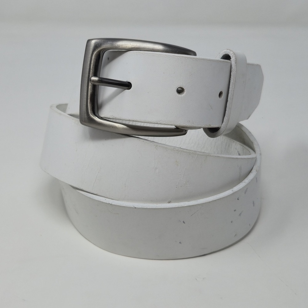 Brighton Honest White Leather Belt Size 42 Handcrafted In USA 61502